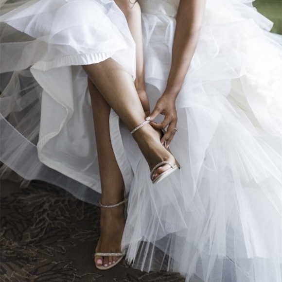 Champagne Wedding Shoes Rhinestone Heels - Picture 2 of 10